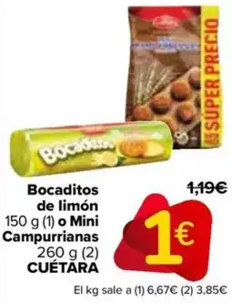 Carrefour CUÉTARA Bocaditos de limón o Mini Campurrianas oferta