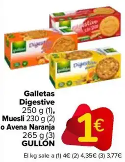 Carrefour GULLON Galletas Digestive Muesli o Avena Naranja oferta