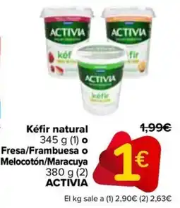 Carrefour ACTIVIA Kéfir natural Fresa/Frambuesa o Melocotón/Maracuya oferta