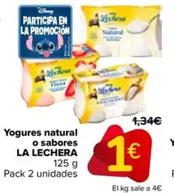 Carrefour LA LECHERA Yogures natural o sabores oferta