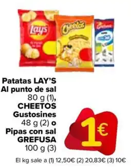 Carrefour LAY'S y CHEETOS y GREFUSAPatatas Gustosin o Pipas con sal es oferta