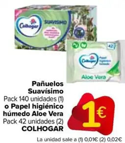 Carrefour COLHOGAR Pañuelos Suavísimo o Papel higiénico húmedo Aloe Vera oferta