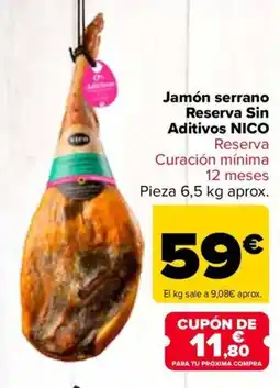 Carrefour NICO Jamón serrano Reserva Sin Aditivos oferta