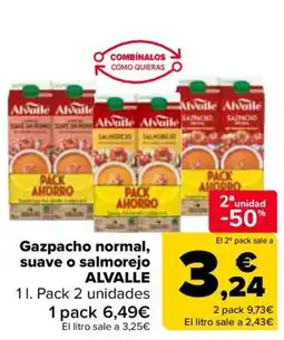 Carrefour ALVALLE Gazpacho normal, suave o salmorejo oferta