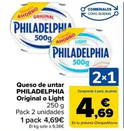 Carrefour PHILADELPHIA Queso de untar Original o Light oferta