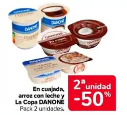 Carrefour DANONE En cuajada, arroz con leche y La Copa oferta