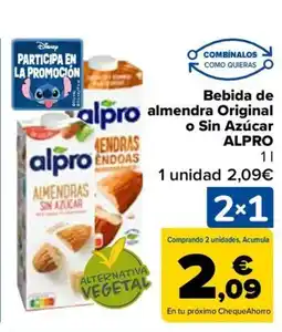 Carrefour ALPRO Bebida de almendra Original o Sin Azúcar oferta