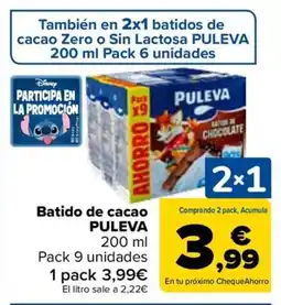 Carrefour PULEVA Batido de cacao oferta