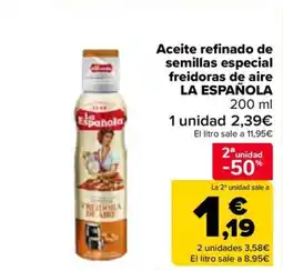 Carrefour LA ESPAÑOLA Aceite refinado de semillas especial freidoras de aire oferta