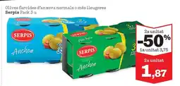 Sorli SERPIS Olives farcides d'anxova normals o més lleugeres oferta