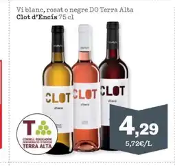 Sorli CLOT D'ENCIS Vi blanc, rosat o negre DO Terra Alta oferta