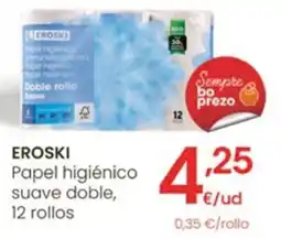 Eroski EROSKI Papel higiénico suave doble, 12 rollos oferta