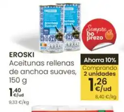 Eroski EROSKI Aceitunas rellenas de anchoa suaves oferta