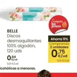 Eroski BELLE Discos desmaquillantes 100% algodón oferta
