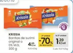 Eroski KRISSIA Barritas de surimi original o 0% M.G oferta
