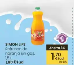 Eroski SIMON LIFE Refresco de naranja sin gas oferta