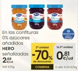 Eroski HERO En las confituras 0% azúcares oferta