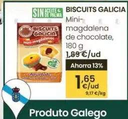 Eroski BISCUITS GALICIA Mini- magdalena de chocolate oferta