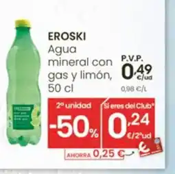 Eroski EROSKI Agua mineral con P.V.P. gas y limón oferta