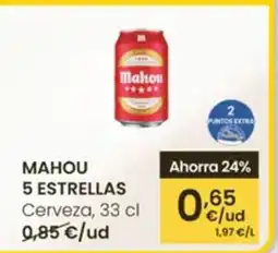 Eroski MAHOU 5 ESTRELLAS Cerveza oferta