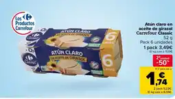 Carrefour Atún claro en aceite de girasol Carrefour Classic oferta