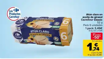 Carrefour Atún claro en aceite de girasol Carrefour Classic oferta
