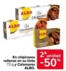 Carrefour ALBO En chipirones rellenos en su tinta y Calamares oferta