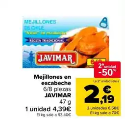 Carrefour JAVIMAR Mejillones en escabeche 6/8 piezas oferta