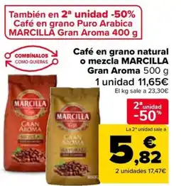 Carrefour MARCILLA Café en grano natural o mezcla Gran Aroma oferta