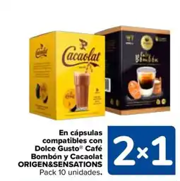 Carrefour En cápsulas compatibles con dolce gusto® café bombón y cacaolat origen&sensations oferta