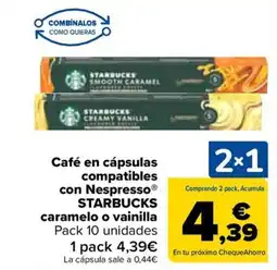 Carrefour STARBUCKS Café en cápsulas compatibles con nespr caramelo o vainilla oferta