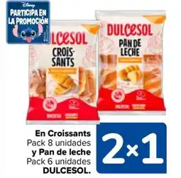 Carrefour DULCESOL En Croissants Pack 8 unidades y Pan de leche oferta