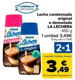 Carrefour LA LECHERA Leche condensada original o desnatada oferta