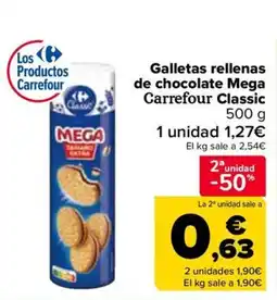 Carrefour Galletas rellenas de chocolate Mega Carrefour Classic oferta