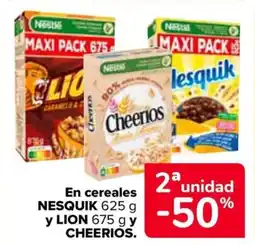 Carrefour NESQUIK y LION y CHEERIOS En cereales oferta
