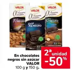 Carrefour VALOR En chocolates negros sin azúcar oferta