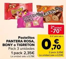 Carrefour Pastelitos pantera rosa, bony o tigreton oferta