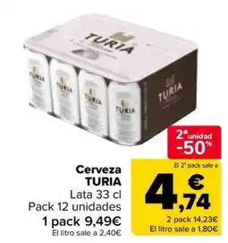 Carrefour TURIA Cerveza oferta