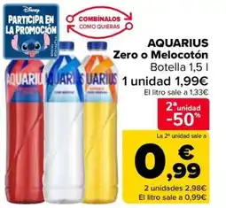 Carrefour AQUARIUS Zero o Melocotón oferta