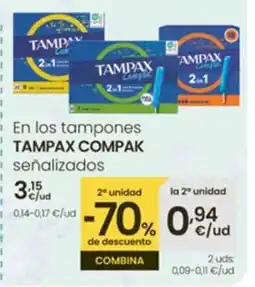 Eroski TAMPAX COMPAK En los tampones oferta