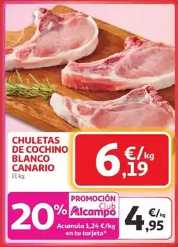 Alcampo Chuletas de cochino blanco canario oferta
