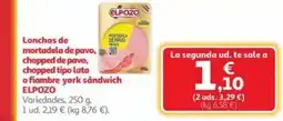 Alcampo ELPOZO Lonchas de mortadela de pavo, chopped de pavo, chopped tipo lata o fiambre york sandwich oferta