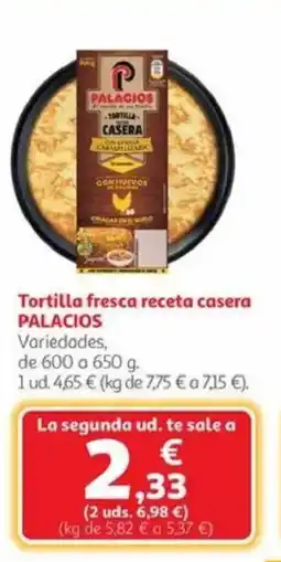 Alcampo PALACIOS Tortilla fresca receta casera oferta