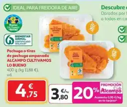 Alcampo Pechuga o tiras de pechuga empanada oferta