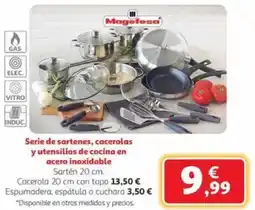 Alcampo Serie de sartenes, cacerolas y utensilios de cocina en acero inoxidable oferta