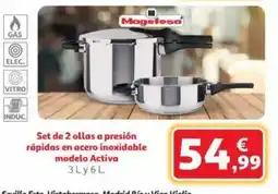 Alcampo Set de 2 ollas a presión rápidas en acero inoxidable modelo Activa oferta