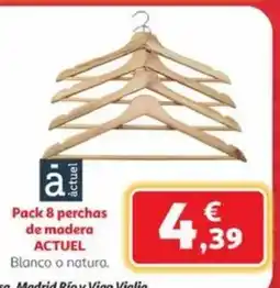 Alcampo ACTUEL Pack 8 perchas de madera oferta