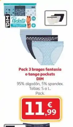 Alcampo DIM Pack 3 bragas fantasía o tanga pockets oferta