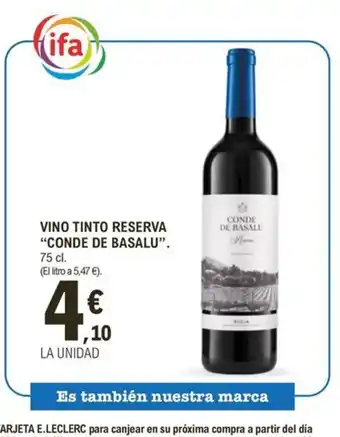 E.Leclerc CONDE DE BASALU Vino tinto reserva oferta
