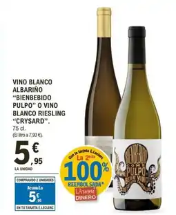 E.Leclerc BIENBEBIDO PULPO" O VINO BLANCO RIESLING CRYSARD Vino blanco albariño oferta